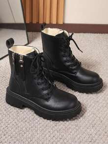 Women's Snow Boots Warm Winter BootsWaterproof Comfortable Combat Boots Boots For Women Botas Para Mujer Botas De Invierno Para Mujer - màu đen - Xem 5