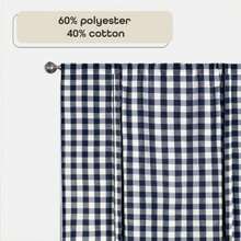 Achim Home Decor - Par de Cortinas de Ventana fruncidas a Cuadros, 72 Pulgadas de Ancho, 63 Pulgadas de Largo, Cuadros es y Blancos, Cortinas de Campo filtrantes de luz para recámara, Sala de(Navy & Ivory 106.7An x 160Al cm (1 Paneles)) - Multicolor - Ver 3