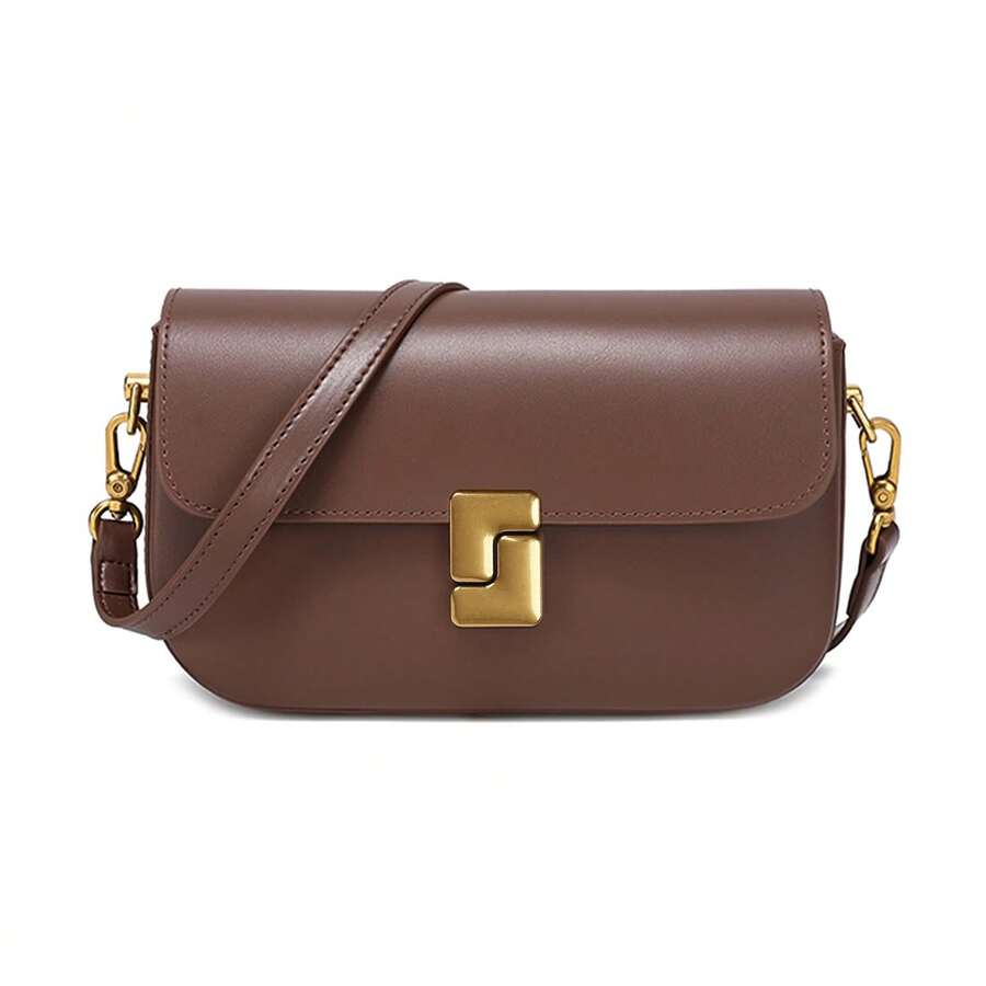 Bolso bandolera de piel suave para mujer, con correa de hombro ajustable y desmontable, y asa superior. Confeccionado en piel de alta calidad con finos detalles. Ideal para estudiar, para el tiempo  para viajes de negocios. Resistente y fácil de cuidar. - Café - Ver 1