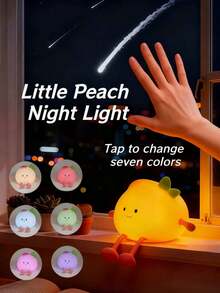 一款可爱的粉色小桃子造型夜灯，采用暖色调LED灯光，具有三档亮度调节、触摸控制、可充电、带开关，并拥有趣味十足的卡通水果造型。 - 彩色 - 查看 3