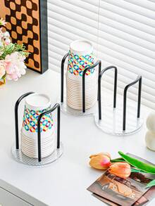 1pc Simple Space-Saving Disposable Cup Dispenser, For Household And Office Use, Drainage Cup Holder For Kitchen Worktop