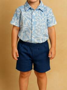Mundo Coala Conjunto Infantil Camisa Folhagem e Bermuda com Bolso - Azul Royal - Azul Royal - Visão 4