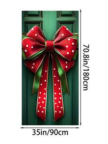 1 pezzo Fiocco decorativo per cornice della porta in poliestere per Natale - Senza elettricità necessaria, grande striscione natalizio, design di scatola regalo di Natale, decorazione per la casa, cartello appendibile per porta natalizia, decorazioni natalizie, regali di Natale