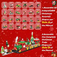 24 set di calendario per il conto alla rovescia di Natale, scatola cieca, blocchi da costruzione da strappare a mano, puzzle fai da te, bambola di Natale, trenino giocattolo a sorpresa, decorazione festiva per bambini per l'Avvento, materiale  e design dettagliato - Rosso - Visualizzare 7