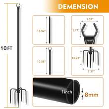 2/4/6 Pack String Light Poles, Outdoor String Light Pole 10 Ft Forked Metal Light Pole With Adjustable Outdoor Light Stand, Deck, Backyard, Garden, Wedding, Rustproof And Sturdy With Hooks - màu đen - Xem 9