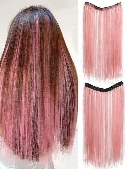 Multi-Color Highlights Wig Piece One-Piece Straight Hair Parisian Painting And Dyeing Wig Inner Highlights Hanging Ear Hair Dye Female Ultra-Light Increase Hair Volume Fluffy Soft Straight Hair Artificial Hair Compact Seamless Hair Patch For Ladies Daily And Party Use.