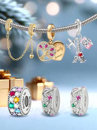 1Pc Fashionable 925 Sterling Silver Elegant Safety Chain Charm For Women Fit Bracelets Bangles DIY Jewelry Making Dating Gift Fine Ladies Jewellery Back To School