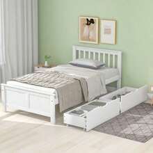 Bed Frames - White + Solid Wood - View 8