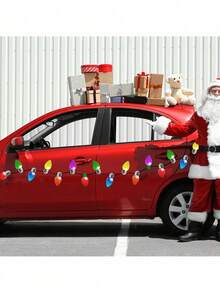 1 件裝聖誕磁性反光彩色燈泡汽車貼紙,冰箱貼花 - 彩色 - 查看 5