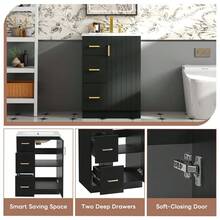 MERAX 24" Modern Bathroom Vanity With Sink, Small Bathroom Sink Cabinet With 2 Drawers And Soft-Closing Door, Under-Mount Sink Bathroom Cabinet With Drawers, Black - 黑色 - 查看 4