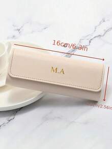 1pc Personalized DIY Gold Name Faux Leather Unisex Eyeglasses Case, Portable & Durable Eyewear Storage Bag, Customized Sunglasses Case, Mother's/Father's Day Gift For Mom/Dad