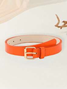 1件装女士简约方形扣多功能腰带，适合搭配连衣裙、日常穿着，秋季适用。