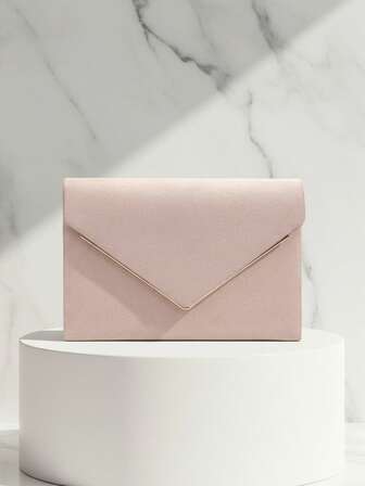 Valentine's Day Gift Romantic Silver Clutch Bag, V-Shaped Metal Chain Shiny Sequin Evening Bag With Envelope Design, Suitable For Party, Wedding, Casual Occasions, Women Handbag, Banquet Wallet