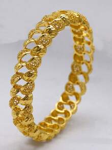 1件24K镀金锌合金奢华开口手镯，女士时尚配饰，中东风格 - 金黃色4 - 查看 17
