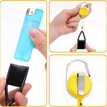 1个带钥匙链和扣环的可伸缩打火机夹，轻巧便捷，可固定在腰带上，防止普通打火机丢失，适合户外活动（如旅行、烧烤、徒步）以及返校用品等场合的吸烟配件。 - 彩色 - 查看 4