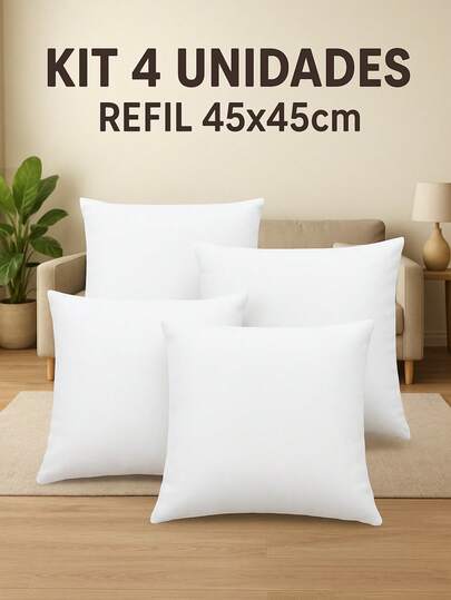 Kit 04 Unidades Enchimento Almofada Refil 45x45 Refil De Espuma