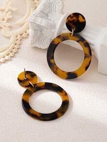 1 Pair Fashionable & Elegant Leopard Heart Earrings, Gift For Women Suitable For Daily Wear, Dating Or Gifting On Valentine's Day Valentines,Mom,Mother,Mother's Day,Gift