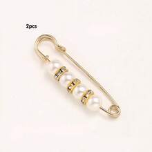 2/4 Pieces Faux Pearl Button Brooch For Women And Girls, Elegant Accessories, For Dresses, Pants, And Clothing, Pearl Waist Pin, Fixed Dress Skirt Waist Size Adjustment Buckle, Dress Pants Accessories - Multicolor - View 13