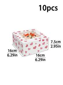 10pcs/20pcs Valentine's Day Heart Shaped 4-Cup Cake Box, 6-Cup Cupcake Box, Suitable For Cakes, Cupcakes, Pies, Pastries, Chocolate Strawberries, Desserts, Cookies - Multicolor - View 17