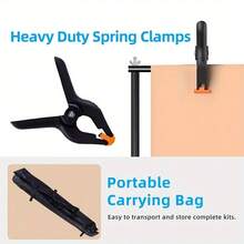 6.5x6.5ft Backdrop Support Stand Kit Adjustable Photography Studio Photo Background Support System With Carrying Bag And 4 Clips, For Parties, Photography, Projector Screen, Wedding, Decoration, Balloons - màu đen - Xem 5