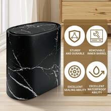 Senmeo 1/2 PCS Trash Can, 3.7 Gallon Dual Barrel Trash Can With Lid Odor Resistant, Press-On Opening, Plastic Trash Can With Built-In Handle, Easy To Clean, Rust Resistant, Ideal For Tight Spaces In Bathrooms, Kitchens, Offices, Commercial Scenes And More. - màu đen - Xem 5