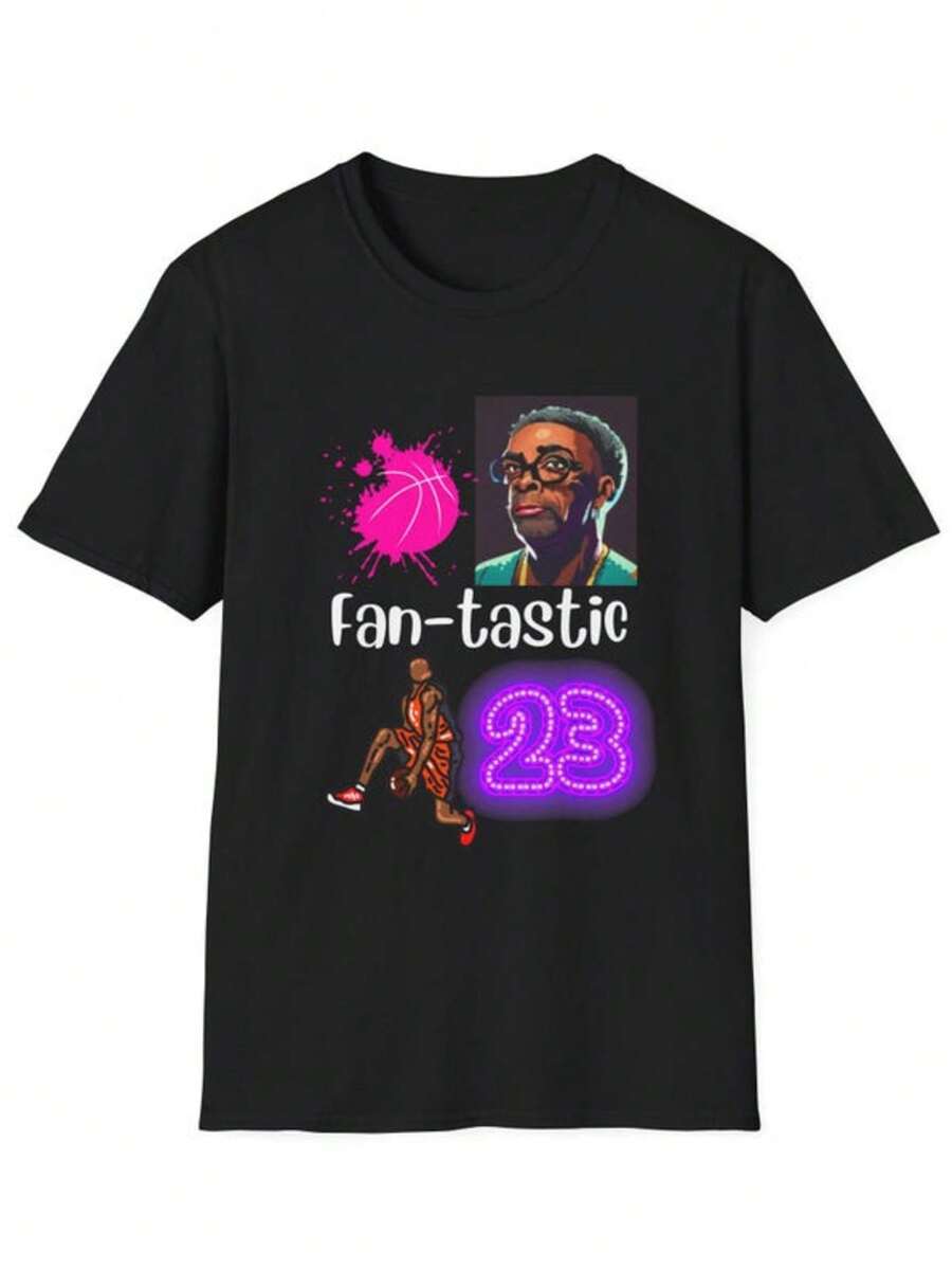 Retro Basketball Graphic T-Shirt, Sporty Tee For Fans, Unisex 23 T-Shirt, Vintage Athletic Wear, Gif - 黑色 - 查看 1