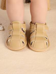 0-3-6-12 个月婴幼儿软底透气夏季凉鞋，男女通用婴儿学步鞋 - 杏色 - 查看 5