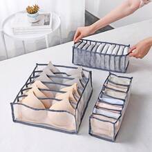 1 pieza/3 piezas Caja de almacenamiento plegable, organizador de cajones para bufandas y ropa interior, bolsa de almacenamiento de armario con rejilla, unicolor para uso en todas las estaciones - Multicolor - Ver 5