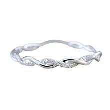 1PC Hot New Twisted Rope Ring With Zirconia Twist Ring Simple Charm Ring Fine Jewelry - Silver - View 2