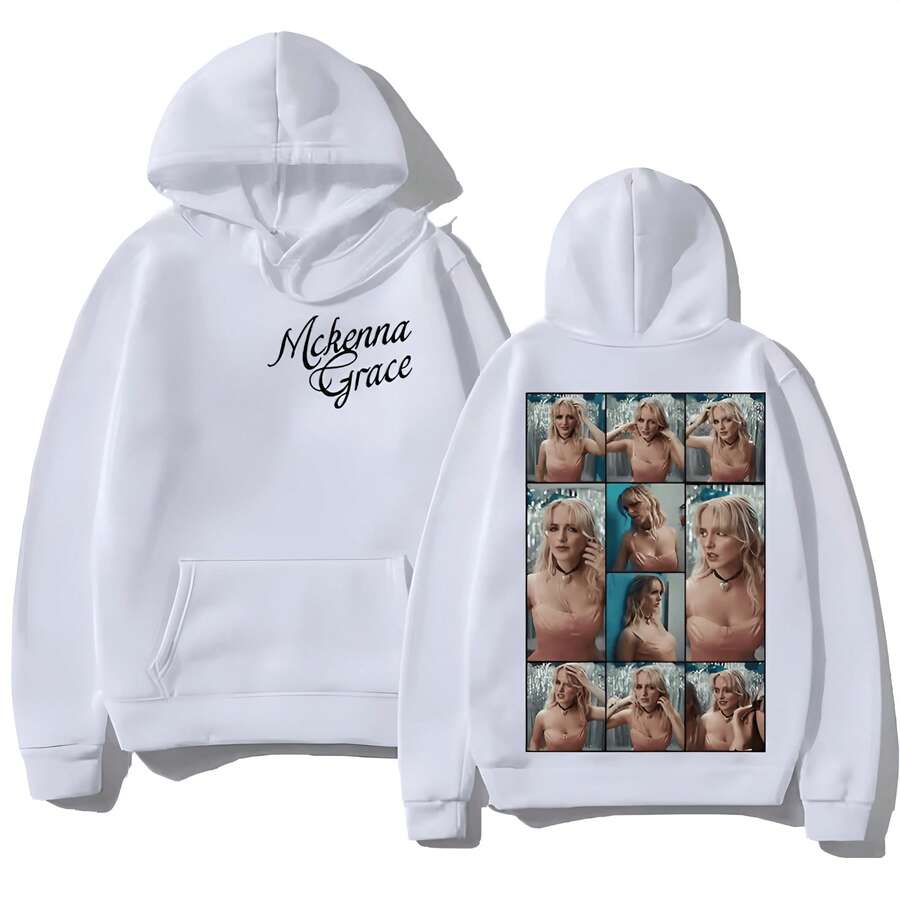 Fashion Men's Female Hoodies Mckenna Grace LOSER Men Printed Graphic Sweatshirts Loose Casual Harajuku Hooded Pullover Sportwear - trắng - Xem 1