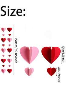 3pcs 150cm Valentine's Heart Garland Decoration 3D Hanging String Garland Ornament For Valentine's Day,Wedding,Anniversary Proposal Birthday Party Decor Supplies