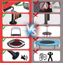 Trampolín de Fitness Portátil, Trampolín de 40 Pulgadas,con 5 Niveles, Altura Ajustable, Mango, Bandas de Resistencia, Capacidad de Peso: 350 kg, Trampolin Ejercicio Fitness Adultos/Niños - 1 - Ver 5