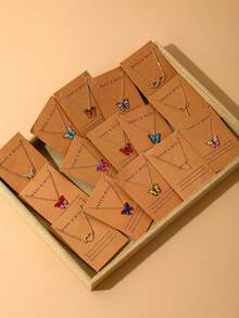 5/15 piezas Elegante conjunto de collares de cartón con lazo, corazón y rhinestones para mujeres, adecuado para citas, fiestas, bailes, festivales, cumpleaños y uso diario (sin caja) - Multicolor - Ver 3