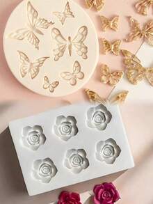 6-Cavity Rose Flower Shaped 3D Silicone Mold - Floral Mold Suitable For Scented Candles, Handmade Soaps, Wax Melts, Resin Crafts And DIY Projects | Reusable Non-Stick Silicone Mold, Great For Crafters And Gift Making. Suitable For Halloween, Christmas And Thanksgiving. - Multicolor - View 12