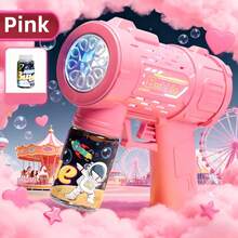 10-Hole Fully Automatic Outdoor Bubble Machine, Bubble Gun With Colorful Lights And Thousands Of Bubbles, Summer Outdoor Beach Toy, Birthday Gift For Boys And Girls, Holiday Gift Toy, Essential For Halloween, Christmas And Wedding Games. - 粉色 - 查看 1