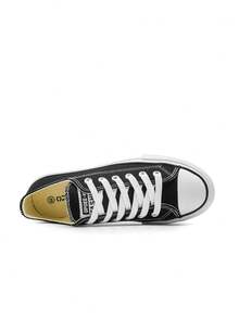 黑色帆布鞋 女鞋 运动鞋 男鞋 帆布鞋 春秋款 韩版 简约时尚 休闲系带运动鞋 经典低帮帆布鞋 百搭休闲滑板鞋