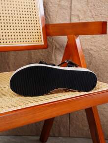 Giày sandal đế xuồng đế xuồng dành cho nữ, Giày sandal nữ, Giày nữ, Giày sandal đế xuồng, Dây rơm, Dép xỏ ngón, Phù hợp với mọi mùa, Đi nghỉ, Tiệc tùng, Thường ngày, Bãi biển - màu đen - Xem 5