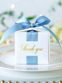 50 Stücke Hochzeitsbevorzugungen Geschenkbox Souvenirs Geschenkbox mit Schleife Süßigkeitenboxen für Geburtstags-Event Party Zubehör