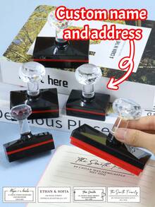 Customized Stamp, Wedding Stamp, Personalized Name Stamp, Customized Address Stamp, Large Square Personalized Paper Bag Sealing Stamp, Customizable Signature Stamp, Christmas, Christmas Gift, Bride And Groom, Party, Reusable, Envelope, Backpack, Gift Packaging - Style a - View 1