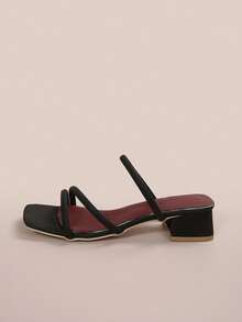 Women Slip-On Sandals For Summer, Fashion Versatile Delicate High Heels Retro Mules,Chunky Heels - Black - View 9