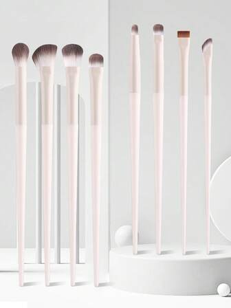 8pcs Matte White Slim Makeup Brush Set, Comprehensive Face & Eye Makeup Brushes, Suitable For Various Makeup Scenarios,Brush Set,Makeup Brush Kit,Make Up Brush Set,Make Up Set Complete,Makeup Brush Set,Complete Makeup Kit,Brush Kit,Brushes Makeup Set,Makeup Gift Set,Set
