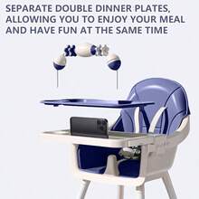 Virplik High Chair For Babies And Toddlers, Portable Multi-Functional Feeding Chair With Lock Wheels, Easy Clean Design, Comfortable Seat & Toy Storage Basket - Blue - View 3