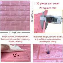 30PCS 3D Wall Panels Peel And Stick Faux Brick Wallpaper Pink Self Adhesive Foam Brick Paneling Faux Stone Wall Panels 30PCS, Pink - 30件裝+粉紅色 - 查看 5