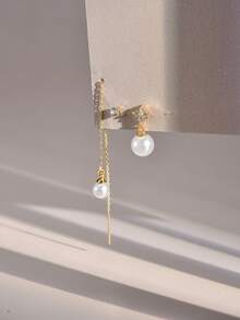 Nooxian 3pcs/Set Elegant Pearl Four-Leaf Clover Earrings & Studs Set, Suitable For Women's Daily Wear - Yellow Gold - View 4