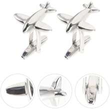 Gemelos De Avión Para Hombre Mancuernillas De Metal Para Camisa Y Traje Botones De Camisa De Esmoquin Accesorios Decorativos Para Fiesta Y Uso Diario 1 Par(default) - Multicolor - Ver 10