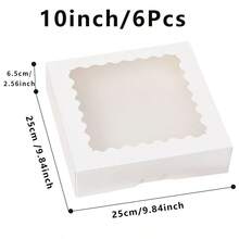 6pcs/Set 8"X8"X2.5" & 10"X10"X2.5" White Pie/Cookie/Donut/Cake Boxes With Window, Suitable For Parties And Various Occasions - Multicolor - View 8
