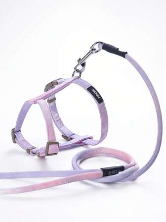 Adjustable Gradient Color Pet Cat Leash Set, Small Dog Harness Vest