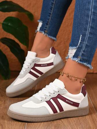 2025 Vintage Fashion Thick Sole Leopard Print Lace-Up Casual Sneakers, Sports Skate Shoes, White Shoes