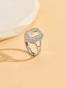 1. 时尚精致的26字母锆石戒指，夏季新款女士首字母开口戒指 - 白色 - 查看 25