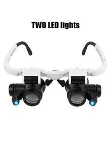 Head-Mounted LED Magnifying Glass With 3 Lens Options – High Power Dual-Eye Magnifier For Precision Work, Jewelry Repair, Reading, Crafts & Model Building - White - View 5